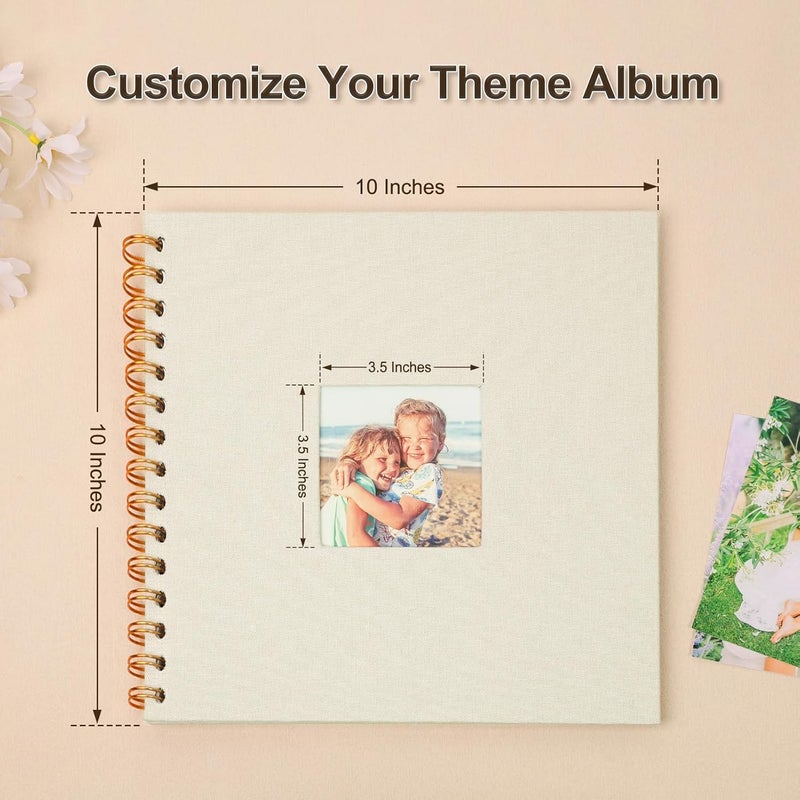 Bonyomor Scrapbook Photo Album 10x10 Inches 80 Pages Hardcover Kraft Paper Linen Cover Scrap Book Memory Book DIY Scrapbook Albums for Wedding Baby Boyfriend Travel Anniversary Family, Beige - Image 3